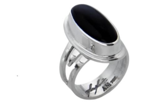 Elips - obsidian ring